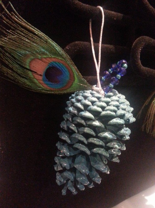 Peacock Christmas Ornament Hand Made Sydney Pinecones